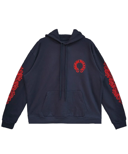 홀스슈 플로랄 슬리브 풀오버 후디