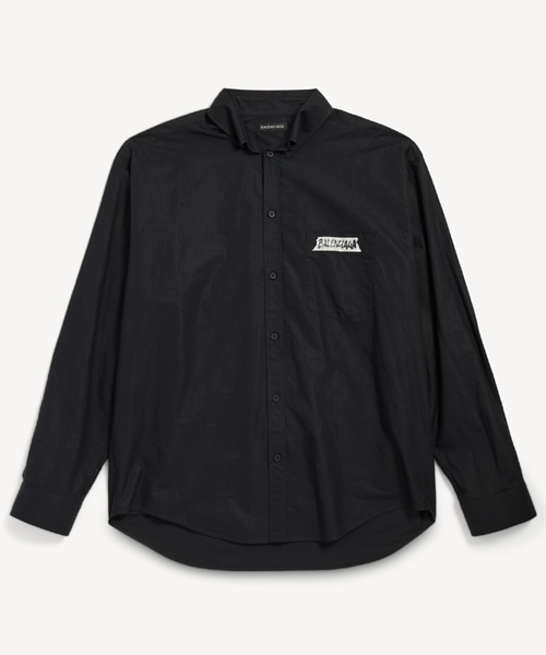 마스킹 테이프 라지 핏 롱 슬리브 셔츠