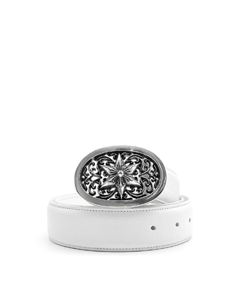 실버 스몰 오벌 스타 버클 가죽 벨트