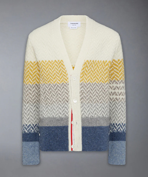 도니골 쿠셴데일 헤링본 자카드 브이넥 가디건