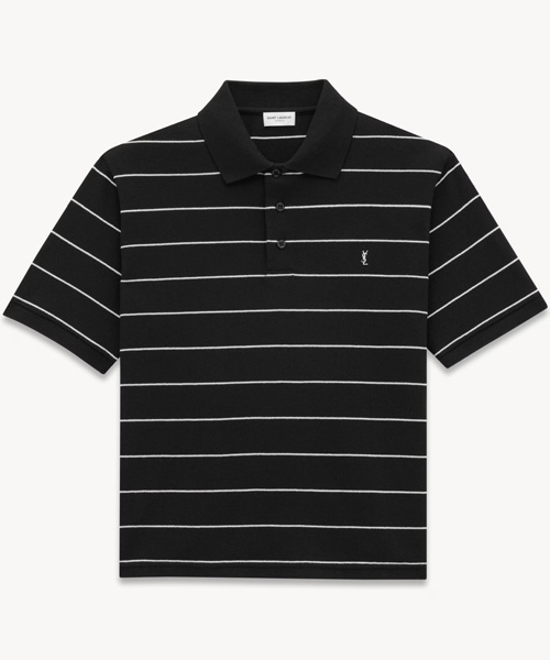 DRE 자수 스트라이프 피케 폴로 셔츠