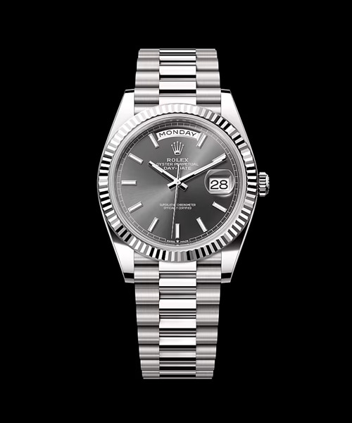 데이데이트 (스틸 / 플루티드 베젤 / 쥬빌리 브레이슬릿 / 슬레이트 다이얼) 41mm