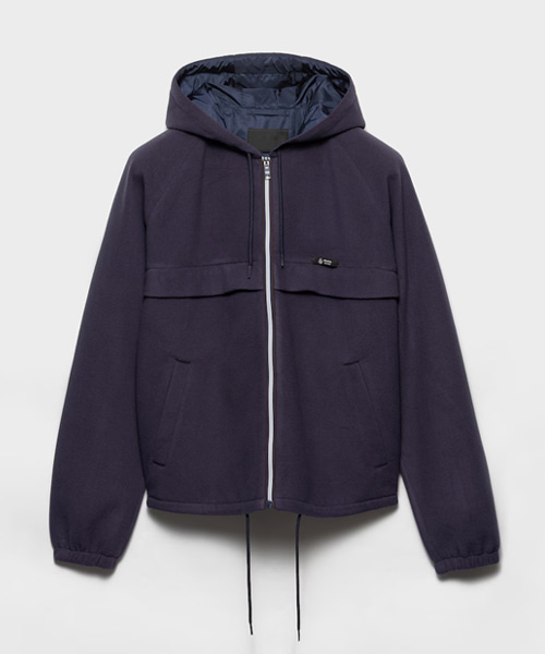 후드 테크니컬 패브릭 블루종 재킷