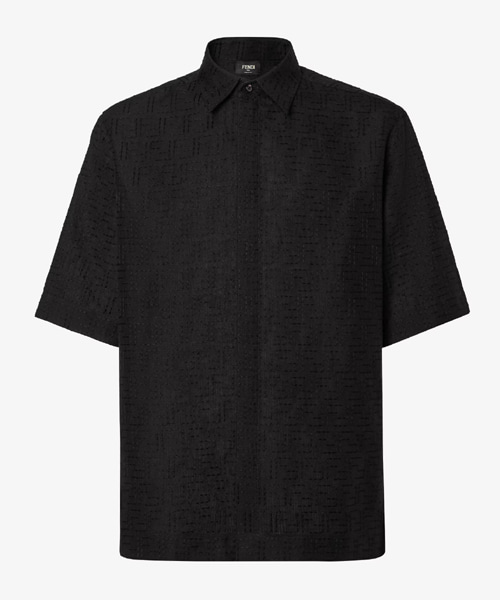 블랙 리넨 FF 자카드 셔츠