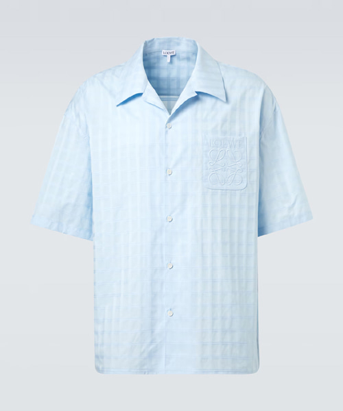 자카드 로고 코튼 볼링 셔츠