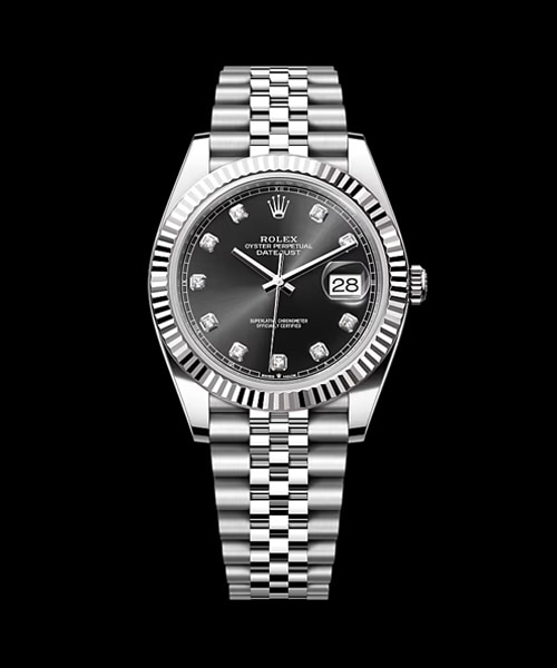 데이트저스트 (스틸 / 플루티드 베젤 / 쥬빌리 브레이슬릿 / 블랙 다이얼) 41mm