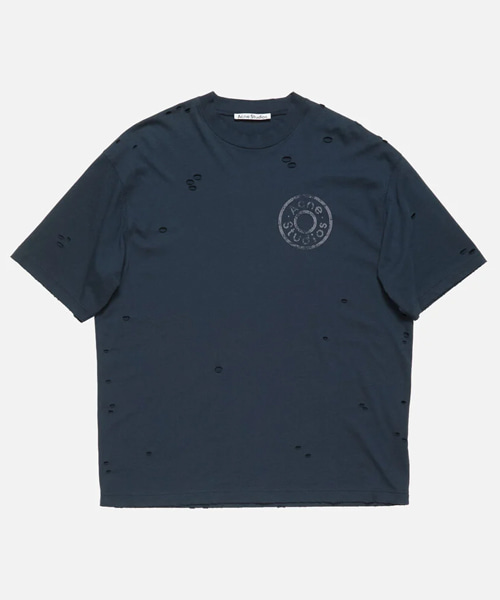 디스트레스 로고 코튼 티셔츠