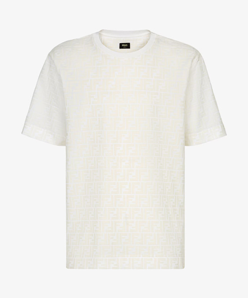 화이트 피케 FF 자카드 티셔츠