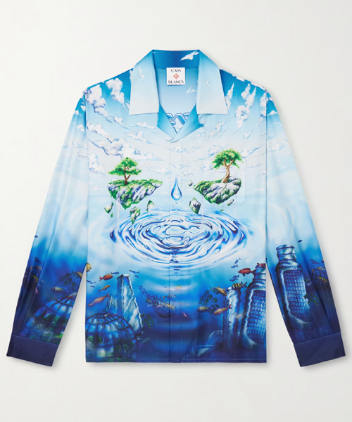 로스트 아틀란티스 프린트 실크 트윌 셔츠