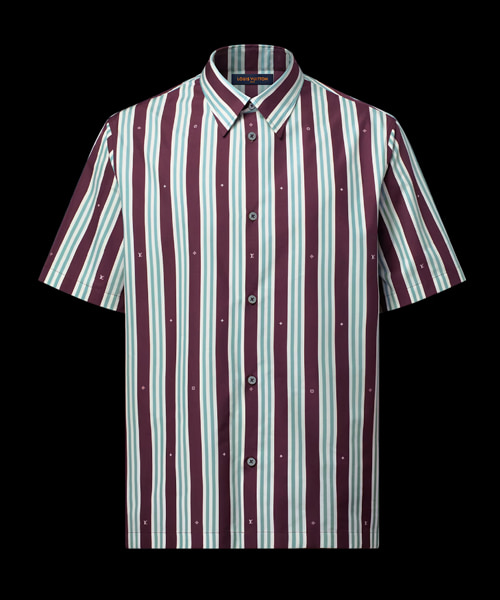 스트라이프 숏 슬리브 셔츠