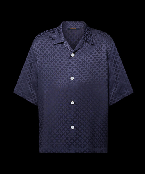 그래픽 자카드 쇼트 슬리브드 셔츠