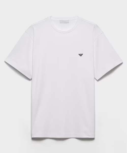 삼각 로고 패치 코튼 티셔츠