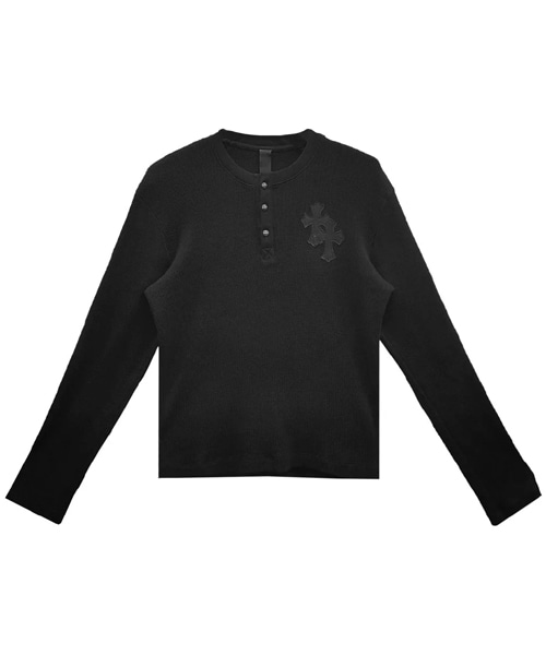 크로스패치 와플 써멀 롱 슬리브 헨리 셔츠