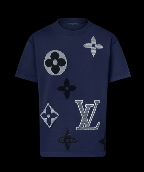 모노그램 숏 슬리브 니트 크루넥