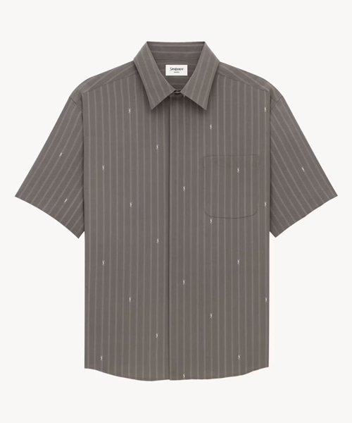 스트라이프 실크 크레이프 드신 소재 셔츠