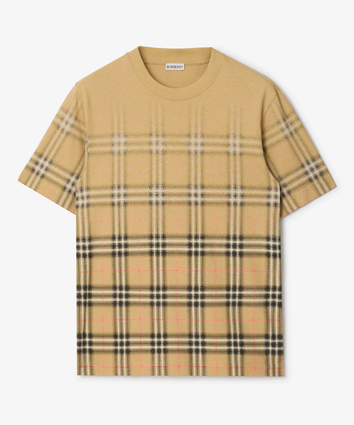 그라데이션 체크 코튼 티셔츠