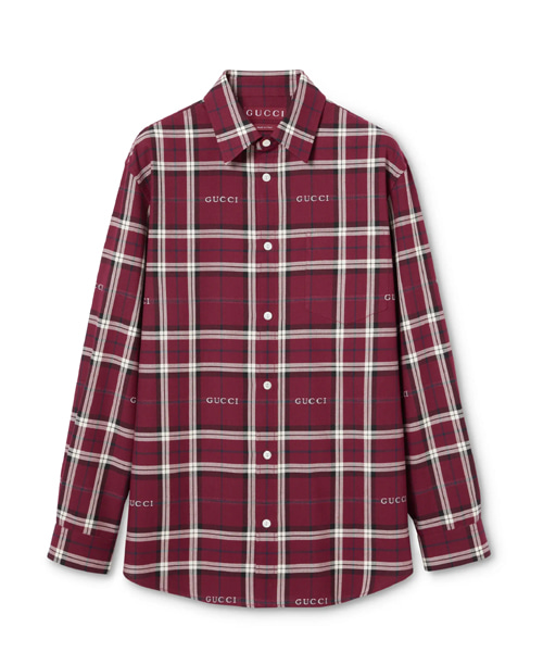 스코틀랜드 체크무늬 코튼 자카드 셔츠