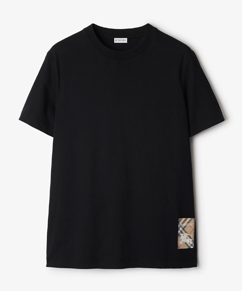 체크 라벨 코튼 티셔츠