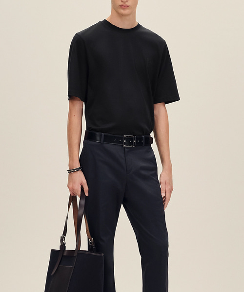 라운드넥 코튼 티셔츠 (블랙)