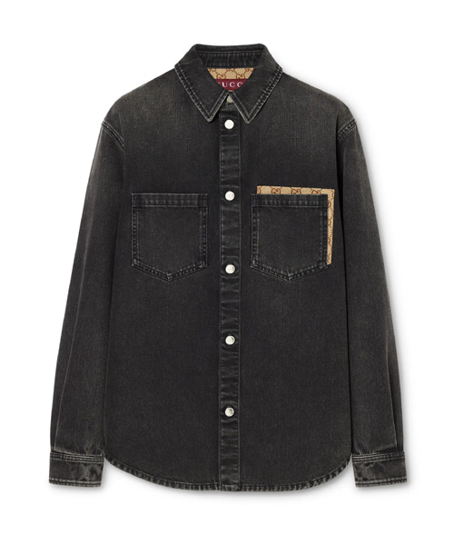 워시드 코튼 데님 셔츠