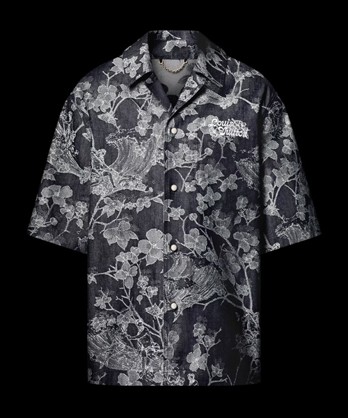 숏 슬리브 데님 셔츠