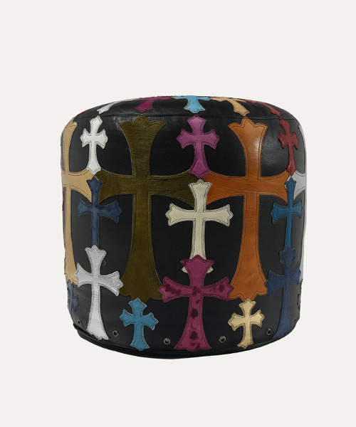 가죽 멀티컬러 크로스 패치 스툴