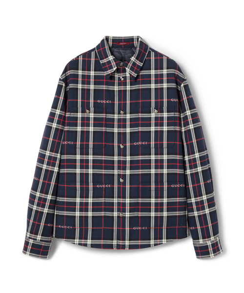 스코틀랜드 체크 자카드 패딩 셔츠