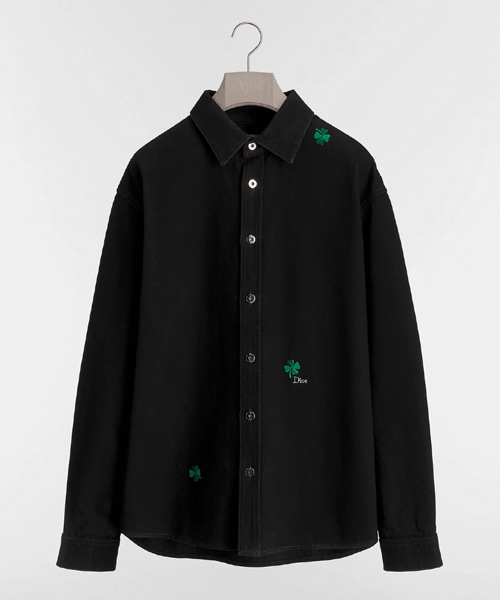 클로버 자수 오버셔츠
