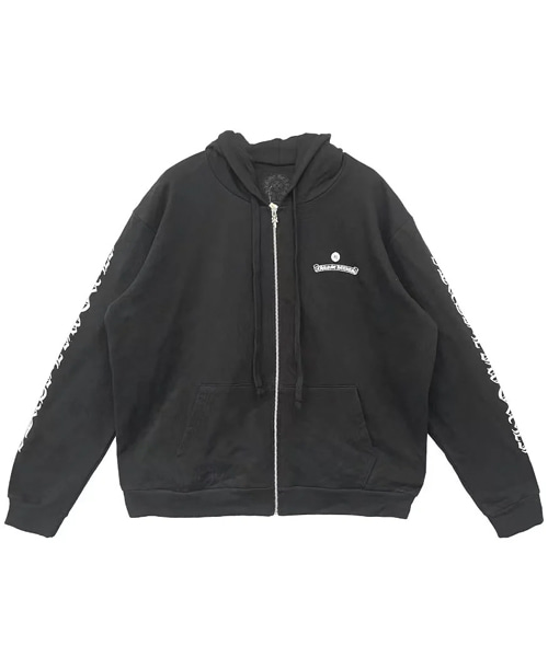 스크롤 로고 후드 집업 자켓