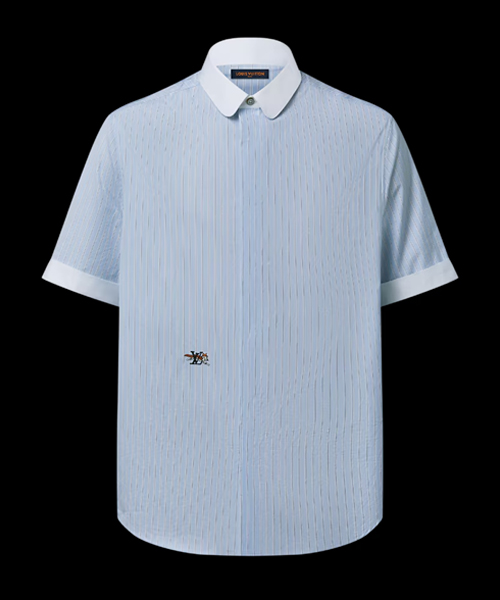 스트라이프드 숏 슬리브 셔츠