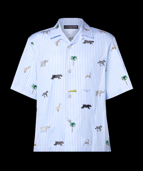 LV x 다즐링 리미티드 엠브로이더드 스트라이프드 숏 슬리브 셔츠