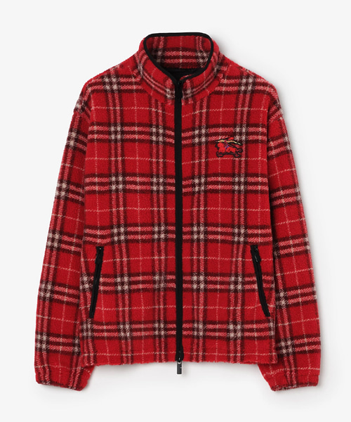 체크 울 캐시미어 블렌드 플리스