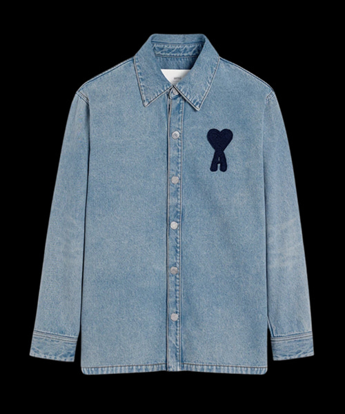 빅 하트 로고 코튼 데님 오버셔츠