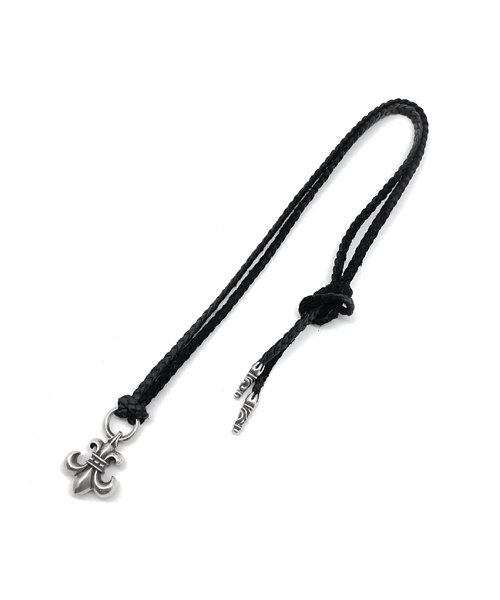 실버 BS 플레르 레더 브레이드 체인 네크리스