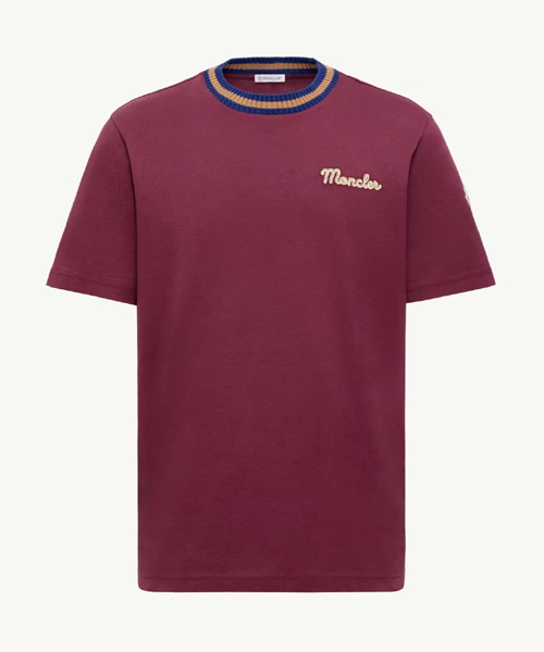 로고 자수 코튼 티셔츠