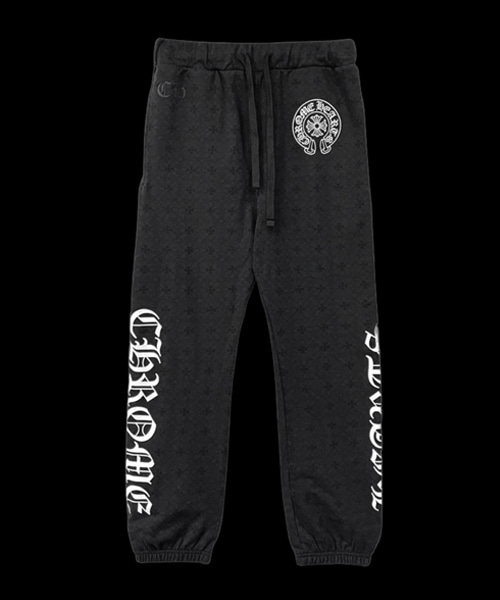 크로스 패턴 홀스슈 스크립트 로고 팬츠