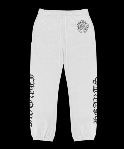 크로스 패턴 홀스슈 스크립트 로고 팬츠