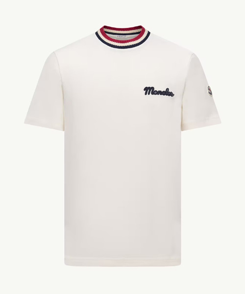 로고 자수 코튼 티셔츠