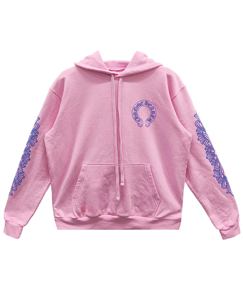 홀스슈 로고 핑크 풀오버 후드 티셔츠