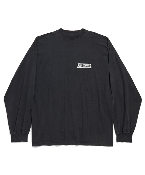 마스킹 테이프 라지 핏 롱 슬리브 티셔츠