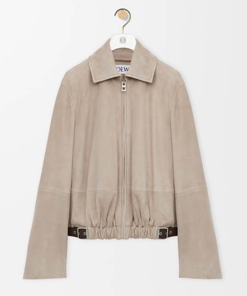 벨티드 자켓 인 스웨이드 고트스킨