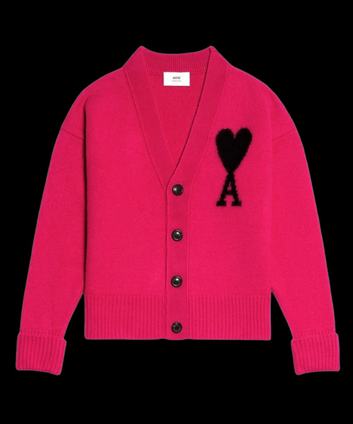 빅 하트 로고 오버사이즈 인타르시아 가디건