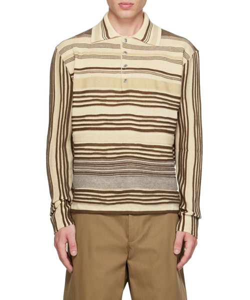 스트라이프 니트 폴로셔츠