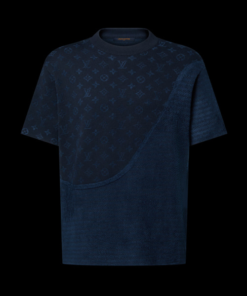 그래픽 자카드 숏 슬리브 크루넥