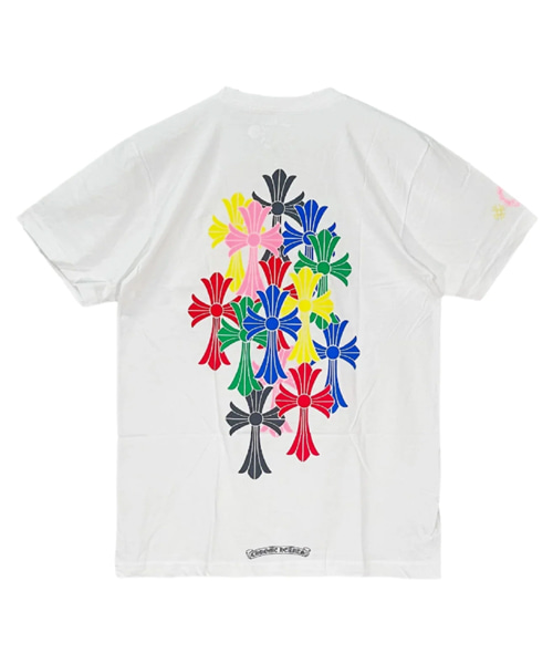 멀티 컬러 세메터리 크로스 화이트 숏 슬리브 티셔츠