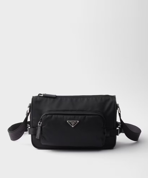 미디엄 리나일론 및 사피아노 가죽 숄더 백