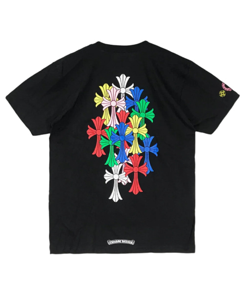 멀티 컬러 세메터리 크로스 블랙 숏 슬리브 티셔츠