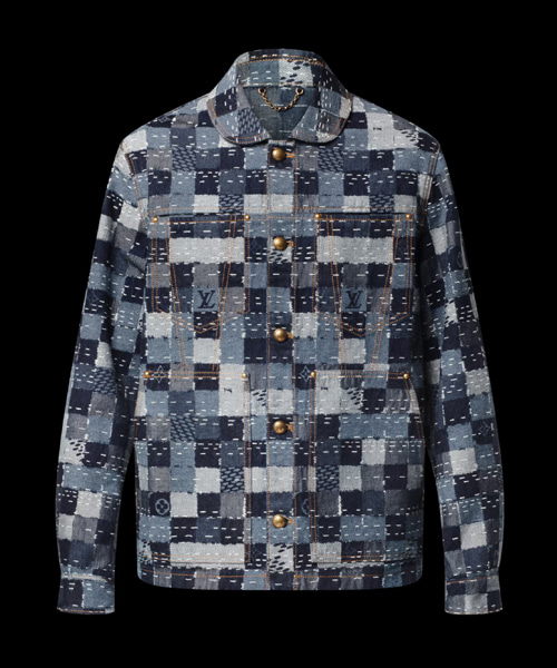 다미에 데님 워크웨어 블루종