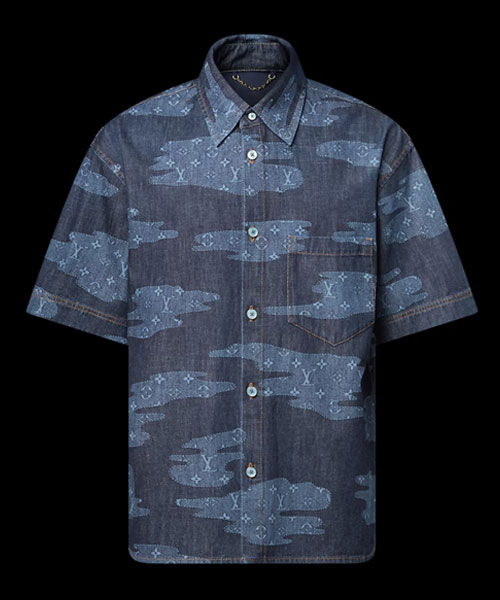 모노그램 숏 슬리브 샴브레이 셔츠
