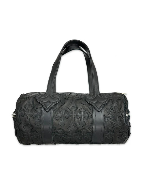 크로스 패치 가죽 보스턴 백